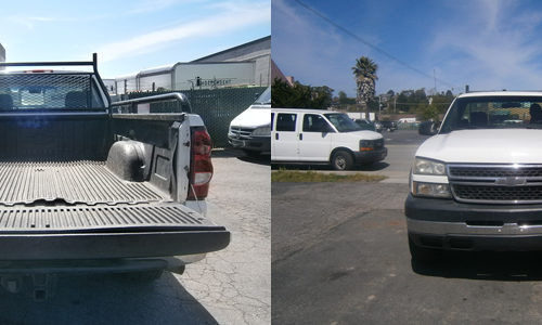 Side view of a rugged pickup truck