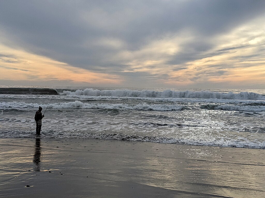 Image of a fisherman in Rio Del Mar Beach, California